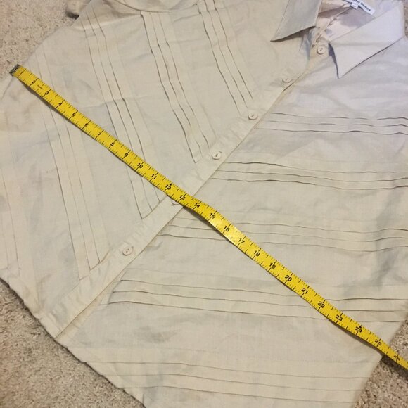 Jennifer Woman Jennifer Glasgow Cream Ramie Pintuck Button Down Tee Shirt - Picture 13 of 16